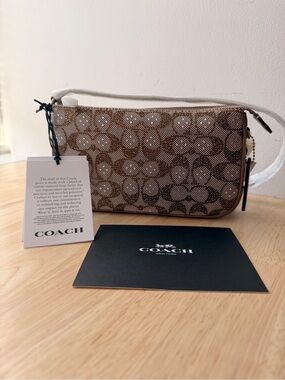 Coach plaza Crystal Signature Canvas Crossbody Bag - Mushroom